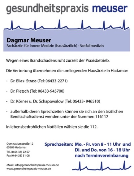 Hinweis nach Brand